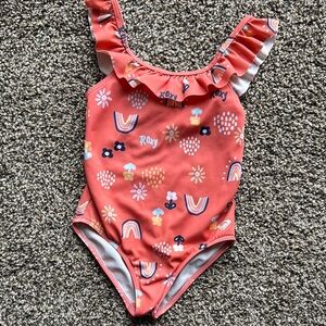 Roxy girls 4 4T Kids' Coral Swimsuit with Ruffle